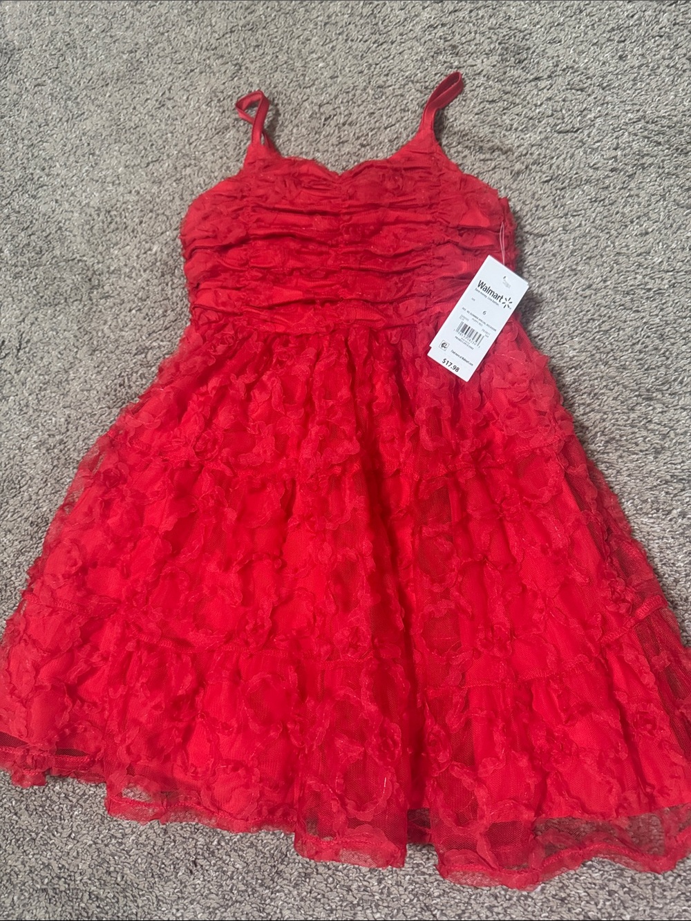NWT Kendie girl Red Ruffled Lace Party Dress for Girls -